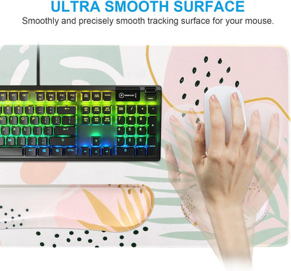 3-Piece Ergonomic Desk Pad Set – Large Mouse Pad and Memory Foam Wrist Rest Cushion for Typing Comfort