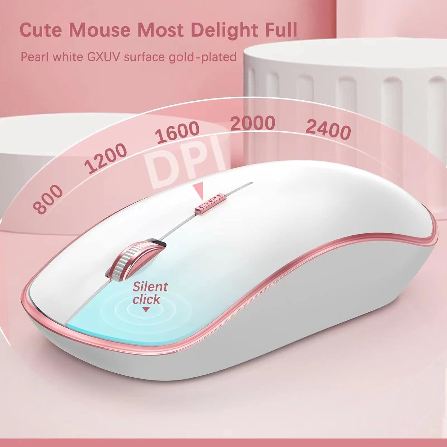 Retro Wireless Keyboard and Mouse Combo – Ergonomic 2.4GHz Portable Keyboard for Windows and Mac (Pink)
