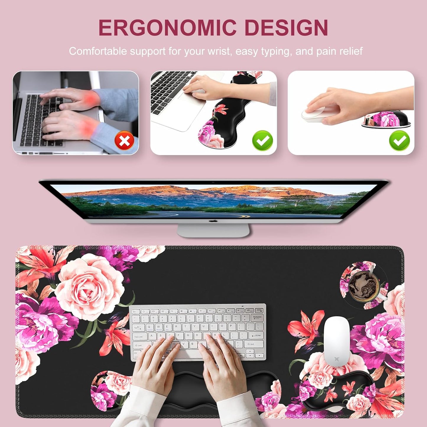 Peony Flower Full Desk Setup Combo