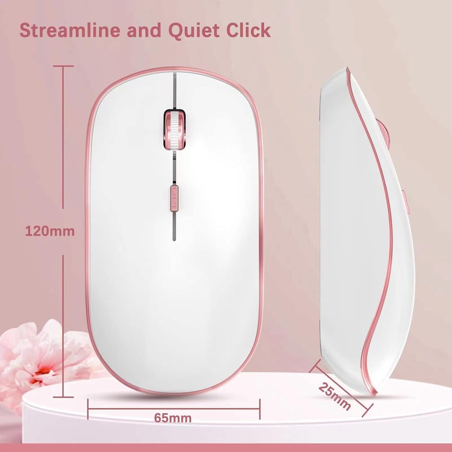Retro Wireless Keyboard and Mouse Combo – Ergonomic 2.4GHz Portable Keyboard for Windows and Mac (Pink)